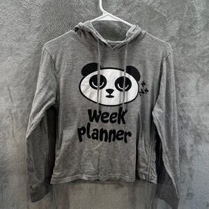 On Fire Kids L Gray Panda Week Planner Graphic Hoodie Lazy Day Panda Lover